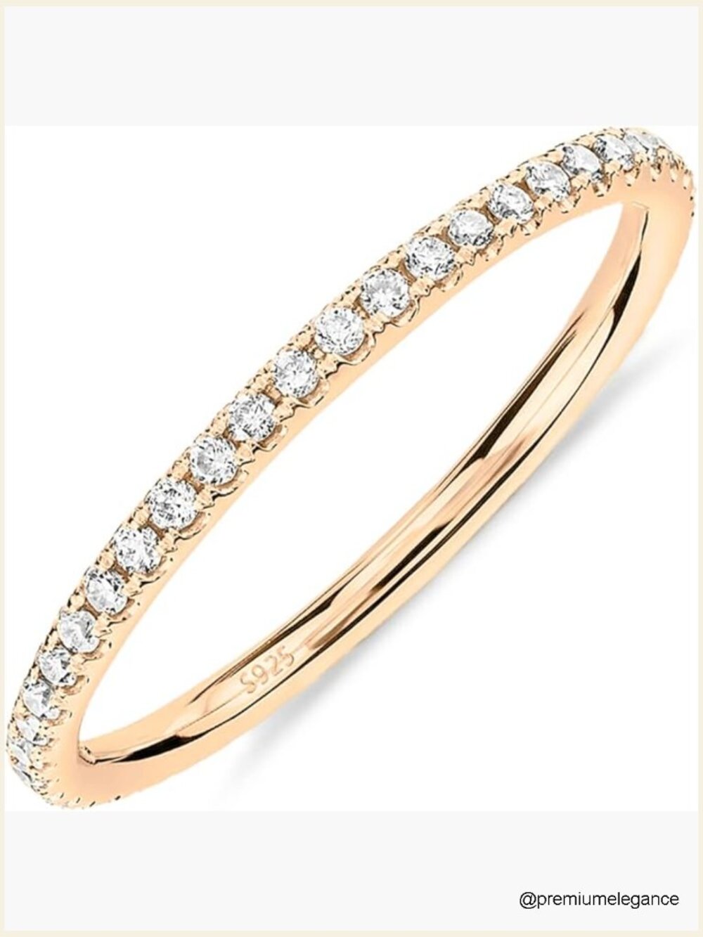 Solid 925 Sterling Silver CZ Simulated Diamond Stackable Eternity Ring Bands
